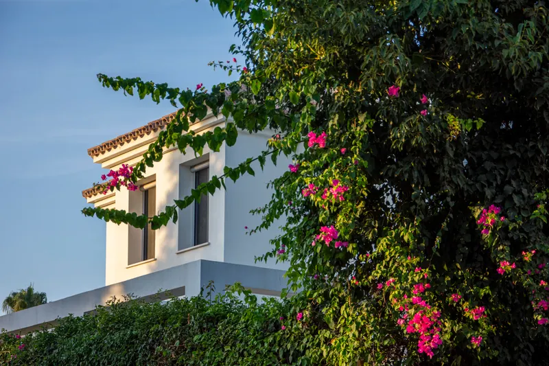A picturesque sunset view from a Golden Mile vs Nueva Andalucía villa highlighting the serene coastal landscape.