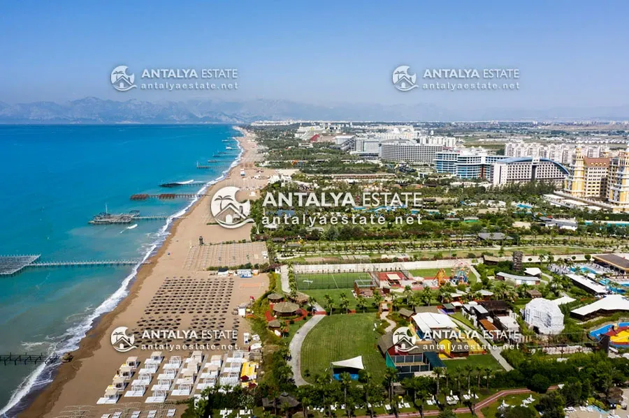 A view of the beach in the city of Belek, Antalya.