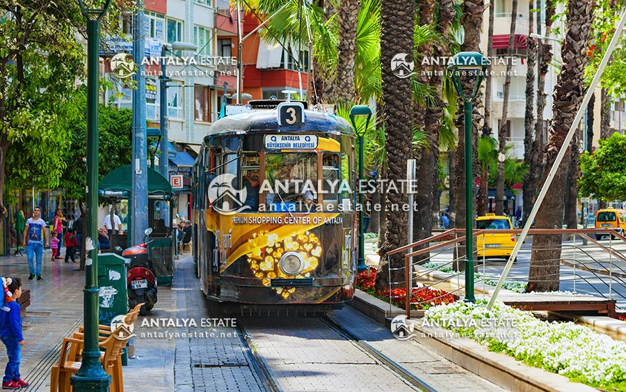 A train in the beautiful city of Antalya