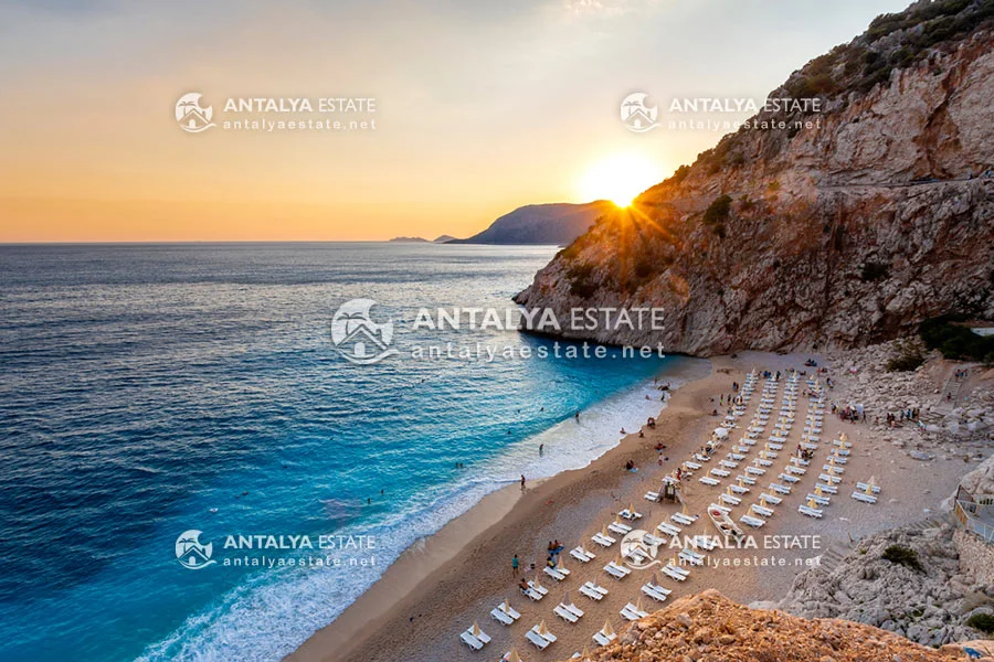The sea and the beach of Kas city