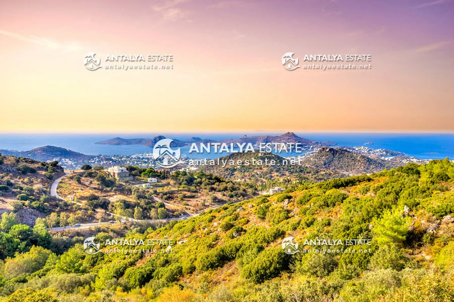 Villas surrounded by mountains in Bodrum, Turkey