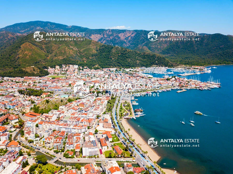 Texture of beach villas in Marmaris, Turkey