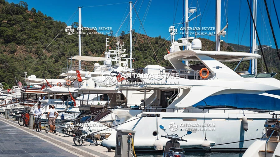 A view of yachts in the city of Marmaris, Turkey