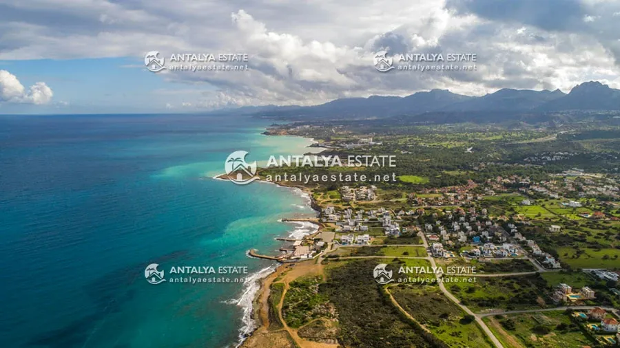 Aerial view of the Kyrenia on a cloudy winter day in North Cyprus